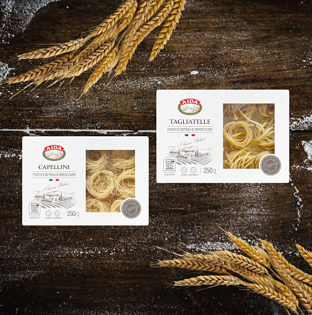 New packaging for AIDA pasta: capellini and tagliatelle!